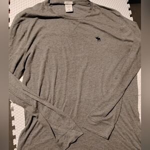 Abercrombie & Fitch Men's Gray Long Sleeve Shirt Moose Logo.Washed Condition